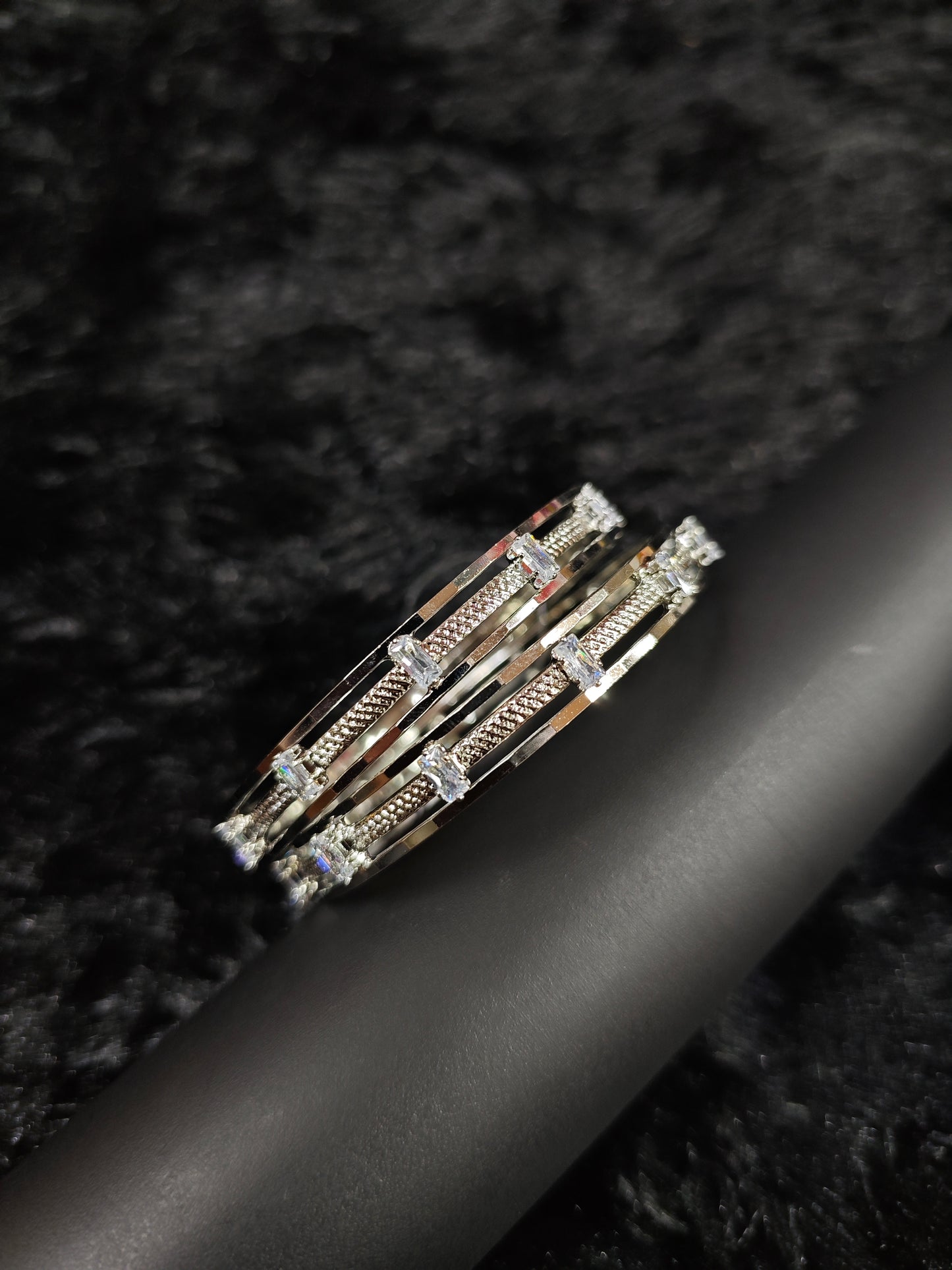 RUBY STONE SILVER PLATED BANGLES 01