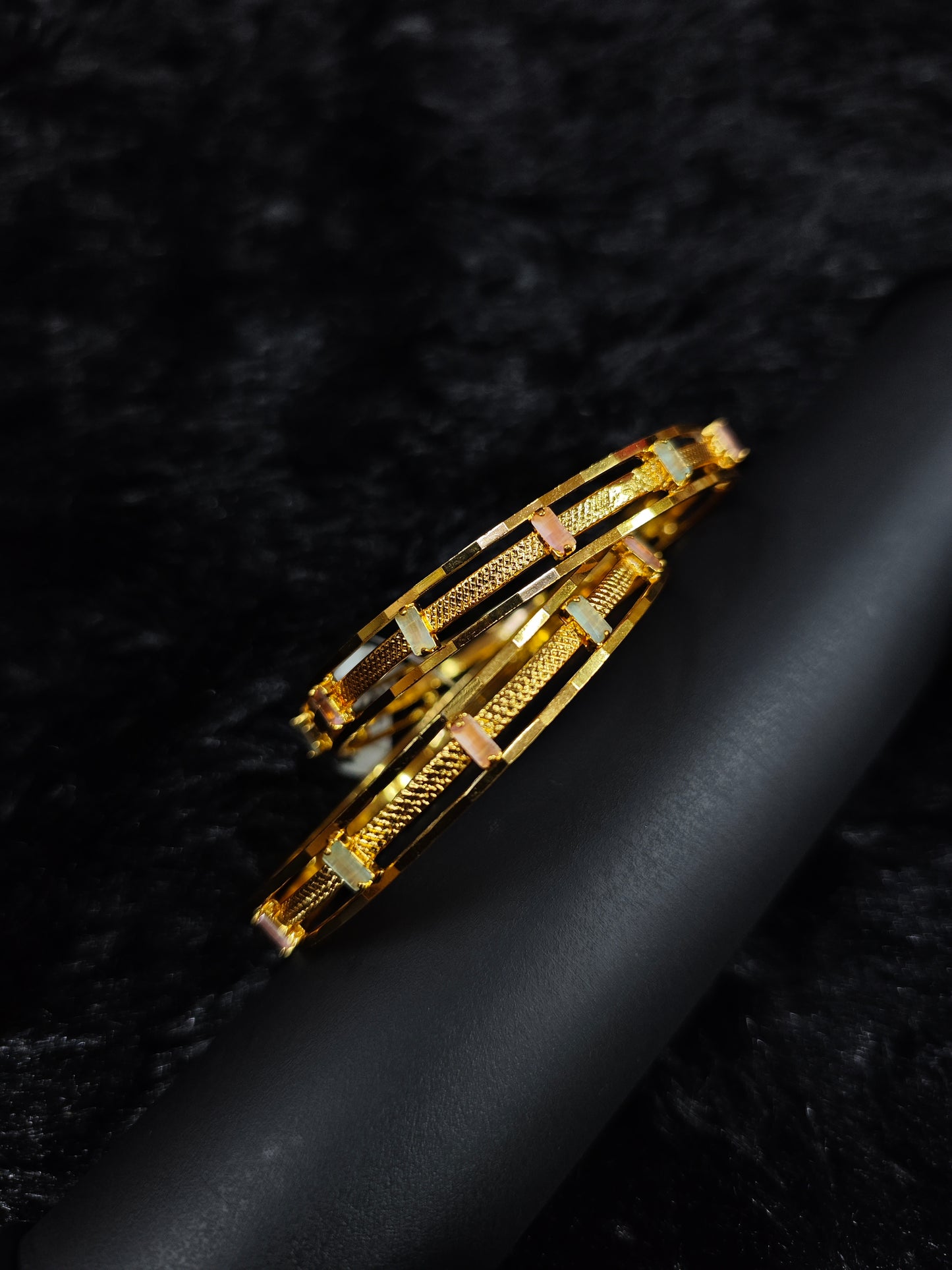 RUBY STONE GOLD PLATED BANGLES 01