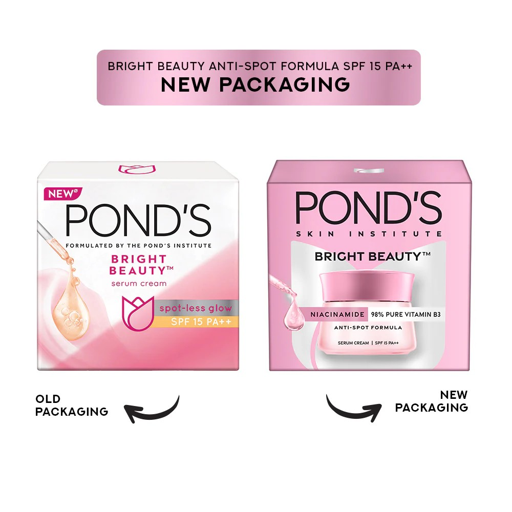 POND'S Bright Beauty SPF 15 PA ++ Day Cream Non-Oily, Mattifying Daily Face Moisturizer - With Niacinamide to Lighten Dark Spots for Glowing Skin