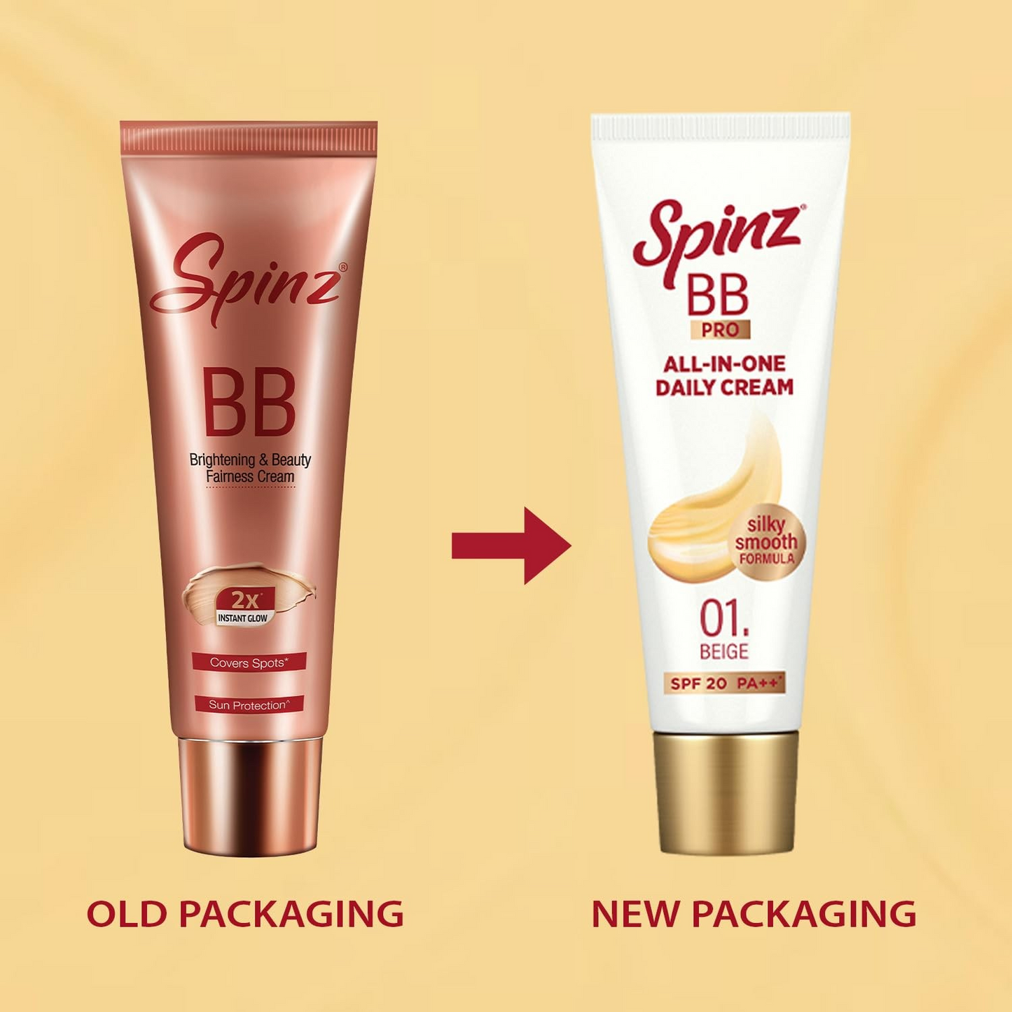 Spinz BB Pro Brightening & Beauty Face Cream with SPF 20 PA++ (Beige 01) | All-in-One Daily Cream with Silky Smooth Formula | Instant Brightness, Covers Dark Spots