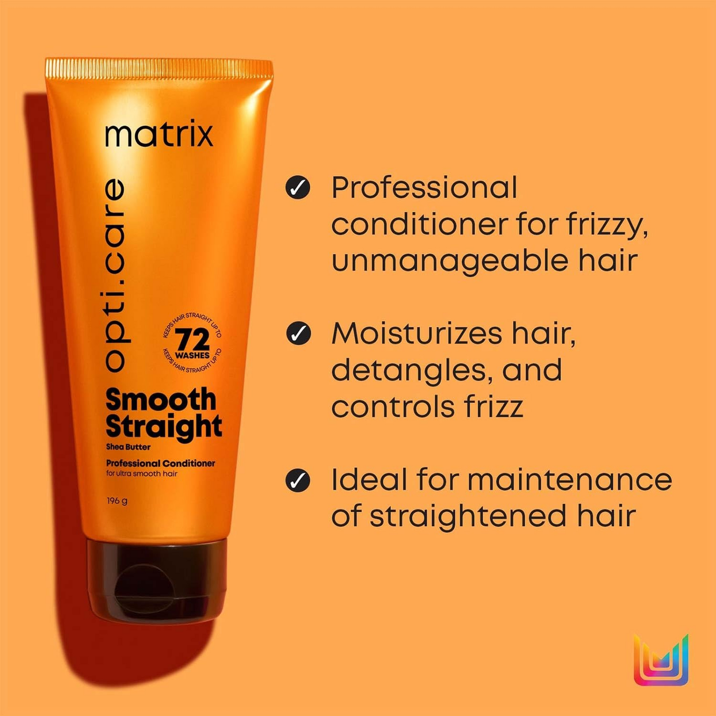 Matrix Opti.Care Professional Shampoo or Conditioner for Salon Smooth Straight Hair | Control Frizzy Hair for up to 4 Days | With Shea Butter | No Added Parabens