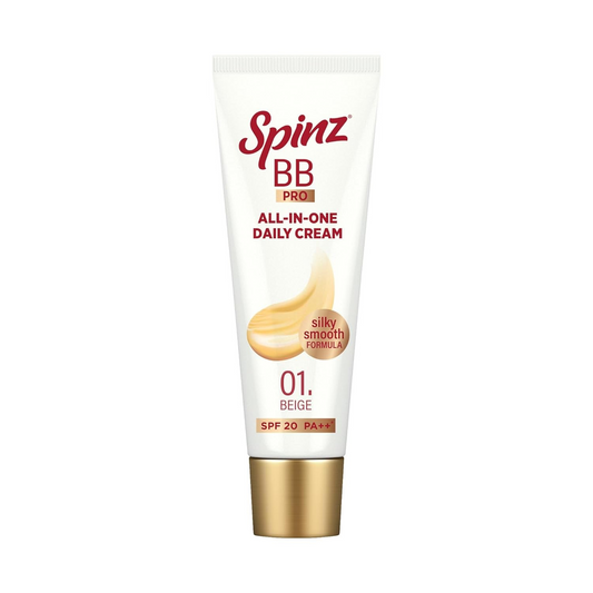 Spinz BB Pro Brightening & Beauty Face Cream with SPF 20 PA++ (Beige 01) | All-in-One Daily Cream with Silky Smooth Formula | Instant Brightness, Covers Dark Spots
