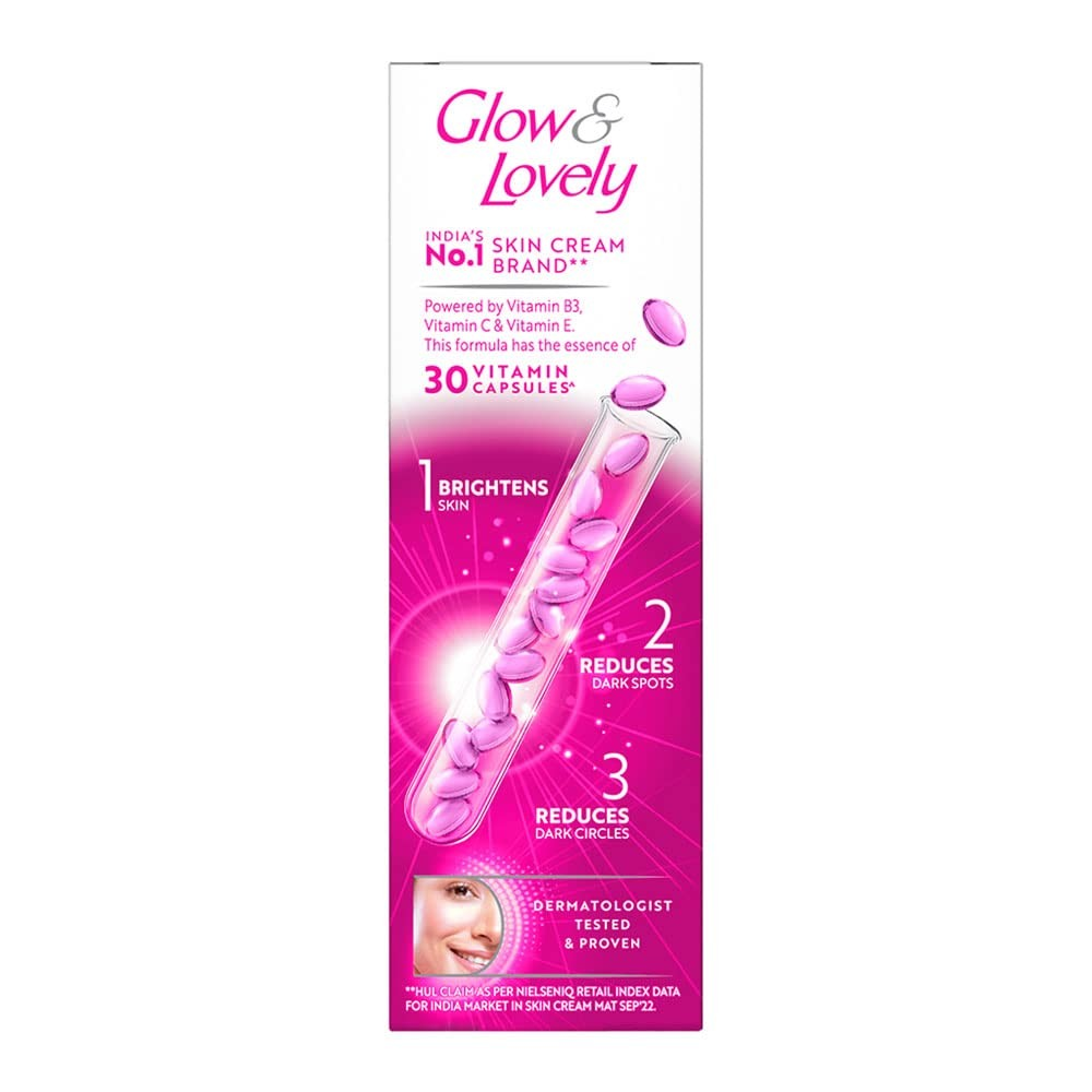 Glow & Lovely Advanced Multivitamin, Brightening Face Moisturizer Cream For Glowing Skin, With Vitamin E, C & Niacinamide, Spf 15, Dermatologically Tested